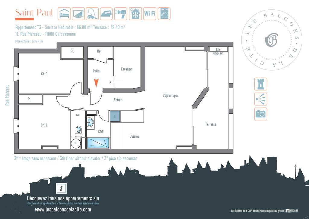 Appartement Le Saint Paul - Les Balcons De La Cite การ์กาซอน ภายนอก รูปภาพ